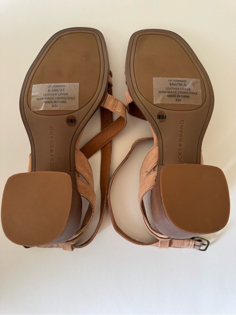 Lucky Brand Tan Suede Strappy Block Heel Sandals - Picture 10 of 10